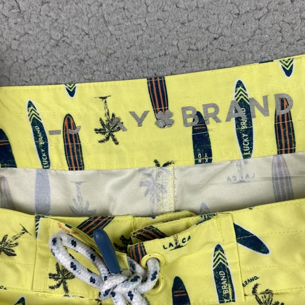 Lucky Brand Boardshorts Boys Sz 18 XL Yellow Surfwear‎ Surfboards Swim Trunks
